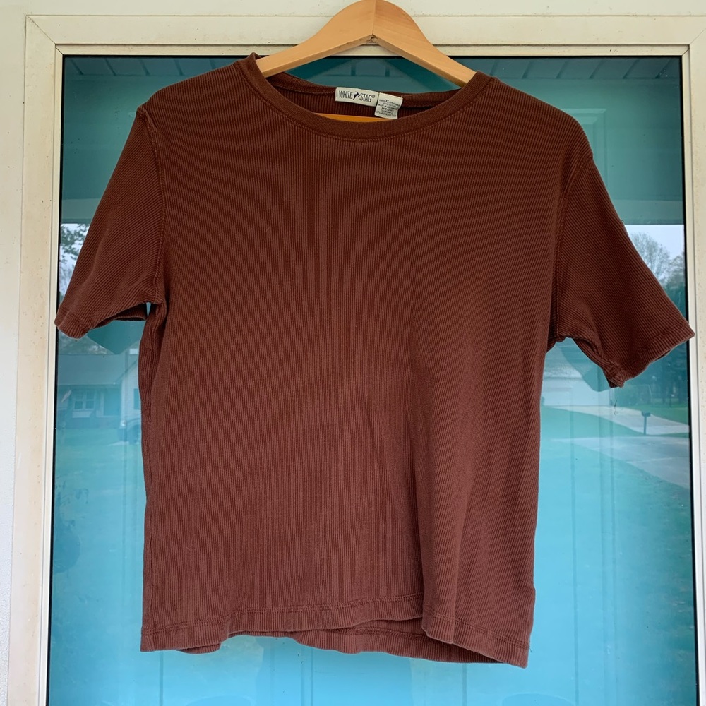 Vintage white stag sweater pocket tee
